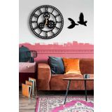 LUPOKRAFT Dekoratif Duvar Saati 50x50cm + Kuşlu Tablo 2LİKUŞSİYAH 48 x 48