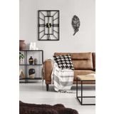 LUPOKRAFT Dekoratif Duvar Saati 50x50cm + Yapraklı Tablo SİYAH 48 x 48
