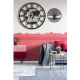 LUPOKRAFT Dekoratif Duvar Saati 50x50cm + Yaşam Ağacı Tablo SİYAH 48 x 48