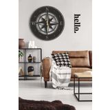 LUPOKRAFT Dekoratif Pusula Duvar Saati 50x50cm + Yaşam Ağacı Tablo SİYAH 48 x 48