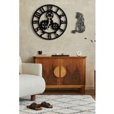 LUPOKRAFT Dekoratif Siyah Duvar Saati 50 x 50 cm ve Kedili Tablo SİYAH 48 x 48