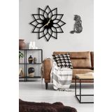 LUPOKRAFT Dekoratif Siyah Duvar Saati 50cm + Kedili Tablo SİYAH 50 x 50
