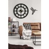 LUPOKRAFT Dekoratif Siyah Duvar Saati 50x50cm Kuş Tablo SİYAH 48 x 48