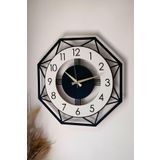 LUPOKRAFT Dekoratif Yeni Modern Ankaa Ahşap Duvar Saati 48 cm SİYAHBEYAZ 48 x 48
