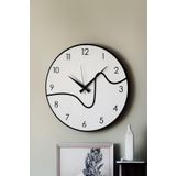 LUPOKRAFT Dekoratif Yeni Modern Caph Beyaz - Siyah Ahşap Duvar Saati 48cm SİYAH 48 x 48