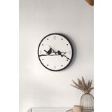 LUPOKRAFT Dekoratif Yeni Modern Errai beyaz Kuşlu Ahşap Duvar Saati - 48cm SİYAHBEYAZ 48 x 48