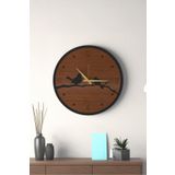 LUPOKRAFT Dekoratif Yeni Modern Errai Ceviz Kuşlu Ahşap Duvar Saati - 48cm SİYAHCEVİZ 48 x 48