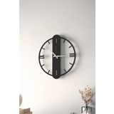 LUPOKRAFT Dekoratif Yeni Modern Peacock Ahşap Duvar Saati - 48cm - 2 Adet Vazo Tablo Hediye SİYAH 48 x 48