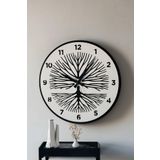 LUPOKRAFT Dekoratif Yeni Modern Shaula Beyaz Yaşam Ağaçlı Ahşap Duvar Saati 48cm BEYAZ 48 x 48