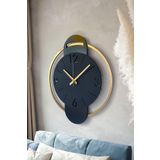 LUPOKRAFT Modern Antrasit Gri Mat Altın Renkli Asimetrik Ahşap Dekoratif Duvar Saati 48cm GOLD 48 x 48