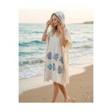 Luppio Kapüşonlu Beachwear %100 Pamuklu Desenli Müslin Panço