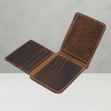 Luqa Leather Erkek Deri Cüzdan,%100 Hakiki Deri, El Yapımı, Minimalist, Kahverengi, Yatay, Düz Desen, Kartlık