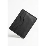 LUQA LEATHER Hakiki Deri Kartlık - El Yapımı Minimalist Cüzdan - 5 Bölmeli İnce Slim Tasarım - Erkek ve Kadın İçin Siyah Deri Kartvizitlik ve Cüzdan