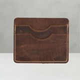 Luqa Leather Hakiki Deri Slim Kartlık Cüzdan, 5 Bölmeli, Kahverengi, Unisex, Minimalist Tasarım