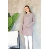 LUQAJ Modest Bej Oversize Likralı Modal Penye Pamuklu Tesettür Vizon Basic Tunik