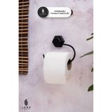 Lura Metal Metal Siyah Yapışkanlı Tuvalet Kağıtlığı - Modern ve Deliksiz Montaj WC Kağıtlık