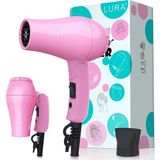 LURA Taşınabilir seyahat saç kurutma makinesi, mini hafif, çift voltajlı fön makinesi, 1200 W, katlanır saplı, tek yoğunlaştırıcılı