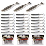 Lurefans Kürek Kuyruğu Yüzme Yemleri, 30 ADET, Kokulu, Yumuşak Balıkçılık Yemleri, Bas Balıkçılık Lures için Plastik Solucanlar, Minnow Lures, Shad veya Tadpole Lure Spinner ile, 2" 2" 2.5" 2.7" 3"