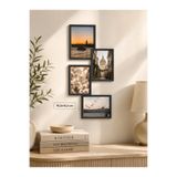 LUREVIA 4'lü Fotoğraf Çerçevesi Kolajı 10,3x15,3 cm Siyah MDF Camlı Duvar Dekoratif Çerçeve Seti