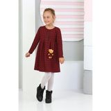 Lusana 3019 3-7 Yaş Ayıcık Oyuncak Detaylı Kışlık Elbise - 4 Yaş - Kırmızı