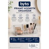 Lusenne Makyaj & Takı Organizeri: Şeffaf Piramit Kozmetik Organizer – Çok Bölmeli Masaüstü Saklama