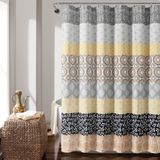 Lush Decor Bohem Çizgili Duş Perdesi - Büyüleyici ve Kalın Renkli Tasarım Boho Banyo Dekoru için Mükemmel - 182,88 cm G x 182,88 cm L, Sarı ve Gri