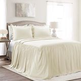 Lush Decor Fırfırlı Etek Yatak Örtüsü Fildişi Shabby Chic Çiftlik Evi Tarzı Hafif 3 Parça Set, Queen