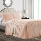 Lush Decor Fırfırlı Etek Yatak Örtüsü Seti - 2 Parça Lüks Çiftlik Evi Nevresim Takımı - Zarif, Büyüleyici Fırfır Detayı - Zamansız Stil ve Klasik Tasarım - Yumuşak ve Hafif - İkiz, Allık