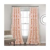 Lush Decor Kemmy Perde | Fırfırlı, Dokulu Salaş Şık Stil Pencere Paneli Oturma Odası, Yemek Odası, Yatak Odası Için (Tek), 213 x 132 Cm, Kırmızı - Option-1 - 1BW-Beyaz
