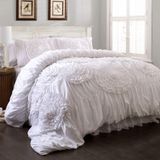 Lush Decor Serena bebek havlusu seti, polyester, beyaz/gösterişli bahçe, King