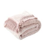 Lush Decor Sherpa Püsküllü Saçaklı Battaniye, 152,4 cm x 127 cm, Kırmızı