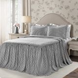 Lush Decor Yatak örtüsü, çizgili desen, eskitilmiş şık tarzı, hafif, 3 parçalı set, siyah