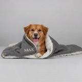 Lusi Doog İsimli Kedi Köpek Battaniyesi İsme Özel Kuzu Tüyü Battaniye Nakışlı Polar Battaniye Çift Katlı I Küçük, Orta ve Büyük Irk Köpekler I Desen Seçenekli (Gri, 60 x 80)