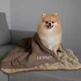 Lusi Doog Isimli Kedi Köpek Battaniyesi Isme Özel Kuzu Tüyü Battaniye Nakışlı Polar Battaniye Çift Katlı - Kahverengi - 100 x 120 cm