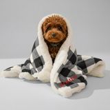 Lusi Doog Isimli Kedi Köpek Battaniyesi Isme Özel Kuzu Tüyü Battaniye Nakışlı Polar Battaniye Çift Katlı - Siyah - Beyaz - 80 x 100 cm