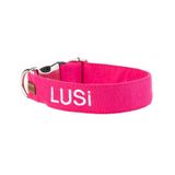 Lusi Doog İsimli Köpek Tasması İsimli Tasma Kişiye Özel Köpek Boyun Tasması I Küçük, Orta ve Büyük Irk Köpekler I Renk Seçenekli (Pembe, M)