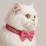 Lusi Doog İsimli Papyonlu Kedi Boyun Tasması Papyonlu Kedi Tasması Papyonlu Tasma, Büyük ve Küçük Kediler için Ayarlanabilir, Renk Seçenekli (Pembe)