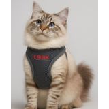 Lusi Doog Kişiye Özel Kedi Gezdirme Tasması Airmesh İsimli Kedi Göğüs Tasması Esnek Kedi Tasması (Gri, 2XS)