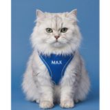 Lusi Doog Kişiye Özel Kedi Gezdirme Tasması Airmesh İsimli Kedi Göğüs Tasması Esnek Kedi Tasması (Mavi, 2XS, XS, S)