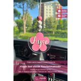 lusidadesign Pembe Papatya Tasarımlı Kişiye Özel Dikiz Aynası Süsü Hediye Kutulu Araba Süsü