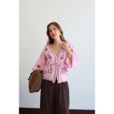Lusin Kadın Pembe Etnik Nakış İşlemeli Cep Detaylı Düğmeli Yazlık Bohem Müslin Gömlek Kimono