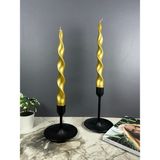 Lusora Design Spiral Şamdan Mumu 2 Adet - Gold