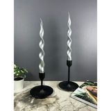 Lusora Design Spiral Şamdan Mumu 2 Adet - Gümüş