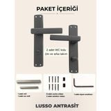 Lusso Antrasit Aynalı Kapı Kolu Lüks WC Kapı Kolu