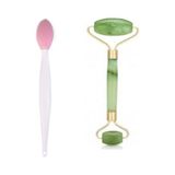 Lusso Cosmetic Siyah Nokta ve Dudak Peeling Fırçası Jade Roller Ikili Paket