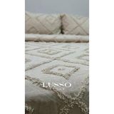 Lusso Stile Cappuccino Çift Kişilik Yatak Örtüsü 250X260 Geometrik Desen ve Şönil Malzeme Özellikleri - 240 x 250 cm - Bej