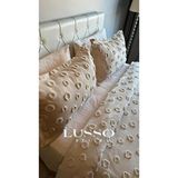 Lusso Stile Ponpon Çift Kişilik Yatak Örtüsü 250X260 cm Kahverengi Çiçekli Şönil Kumaş - 250 x 260 cm