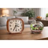 Lutara Çalar Alarmlı Retro Dokunuşlu Modern & Nostaljik& Bohem Ahşap Görünümlü Quartz Dekoratif Trend Masa Saati - Kahverengi