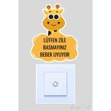 Lütfen Zile Basmayınız Bebek Uyuyor Kapı Zili Etiketi - Sevimli Zürafa Sticker