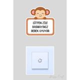 Lütfen Zile Basmayınız Bebek Uyuyor Minnoş Maymun Sticker Kapı Zili Etiketi
